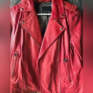 Banana Republic Vibrant Red Leather Jacket